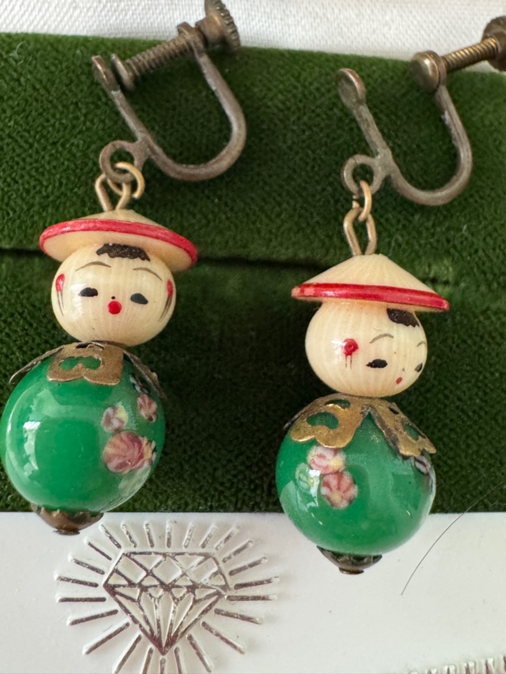 Hand-Painted vintage Kokeshi Doll Drop Earrings - Women Jewelry Japan